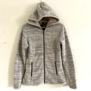Kuhl Hoodie Full Zip Up Jacket Women's Small Cozy Fleece Lined Pockets Beige